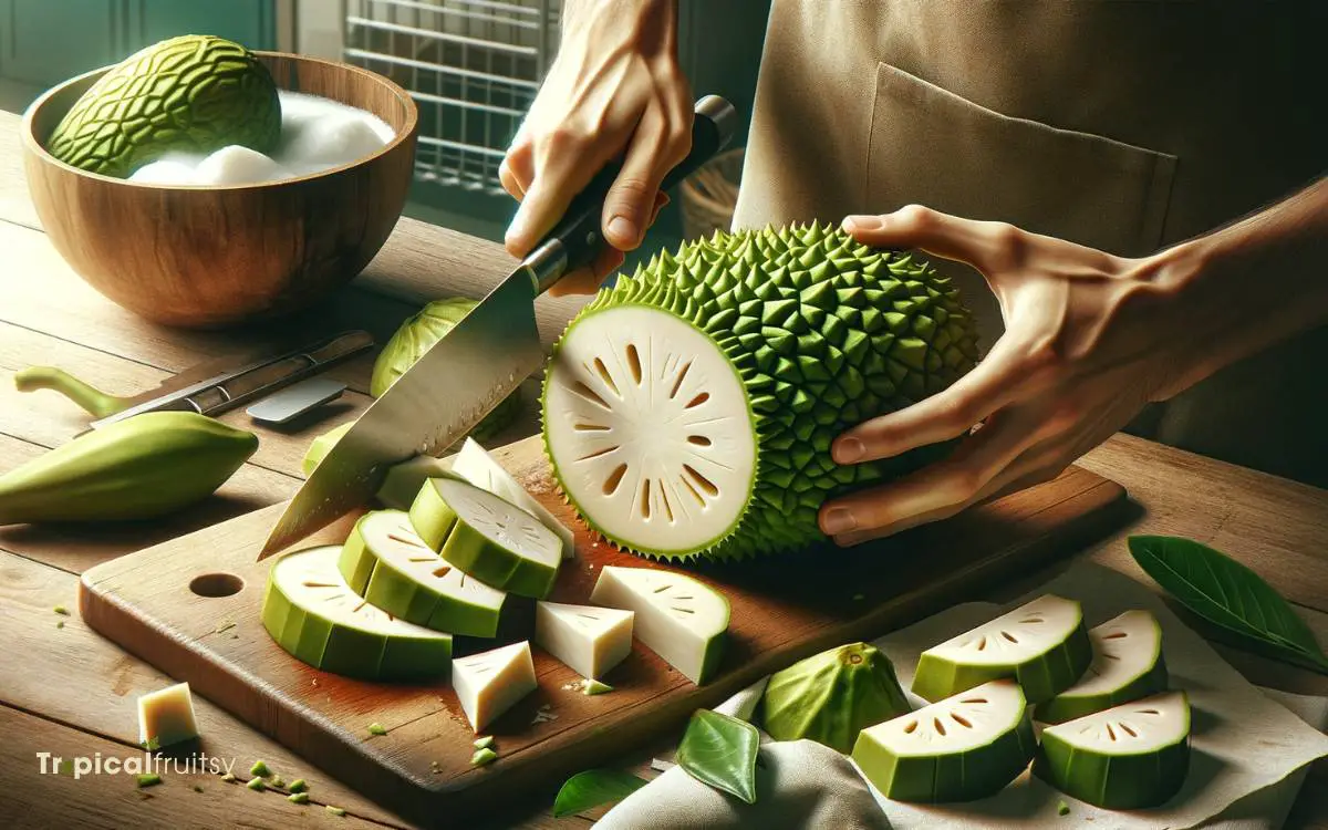 Cutting and Peeling Breadfruit