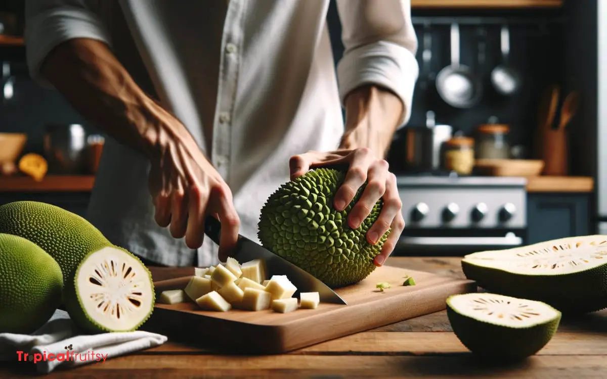 Preparing Breadfruit for Pudding