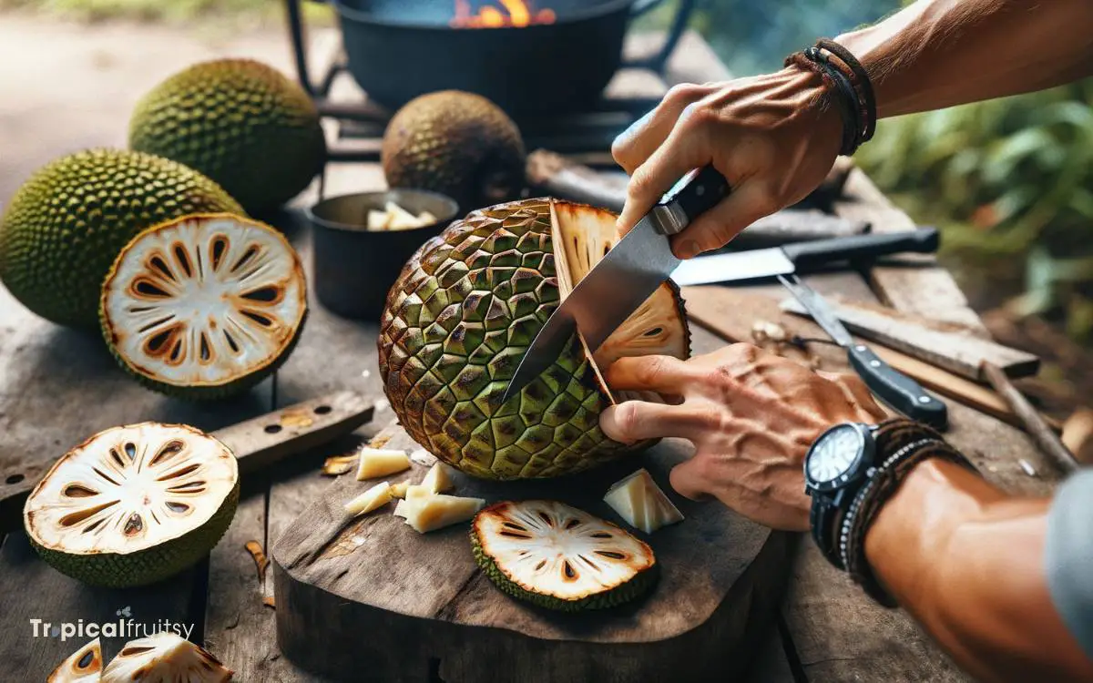 Prepping the Breadfruit