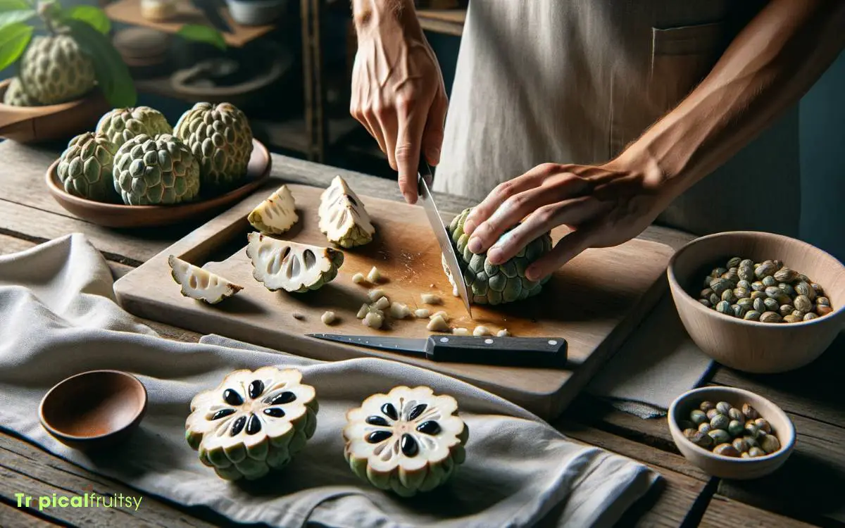 Prepping the Custard Apples