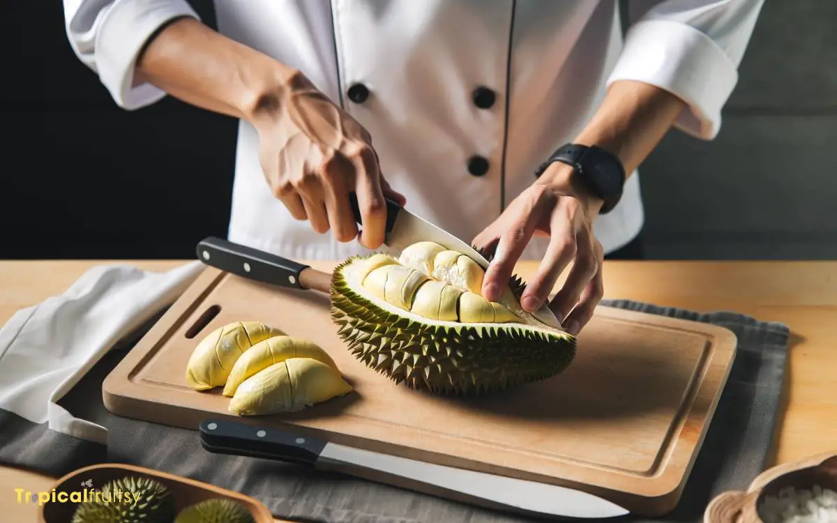 Cutting and Pitting Durian