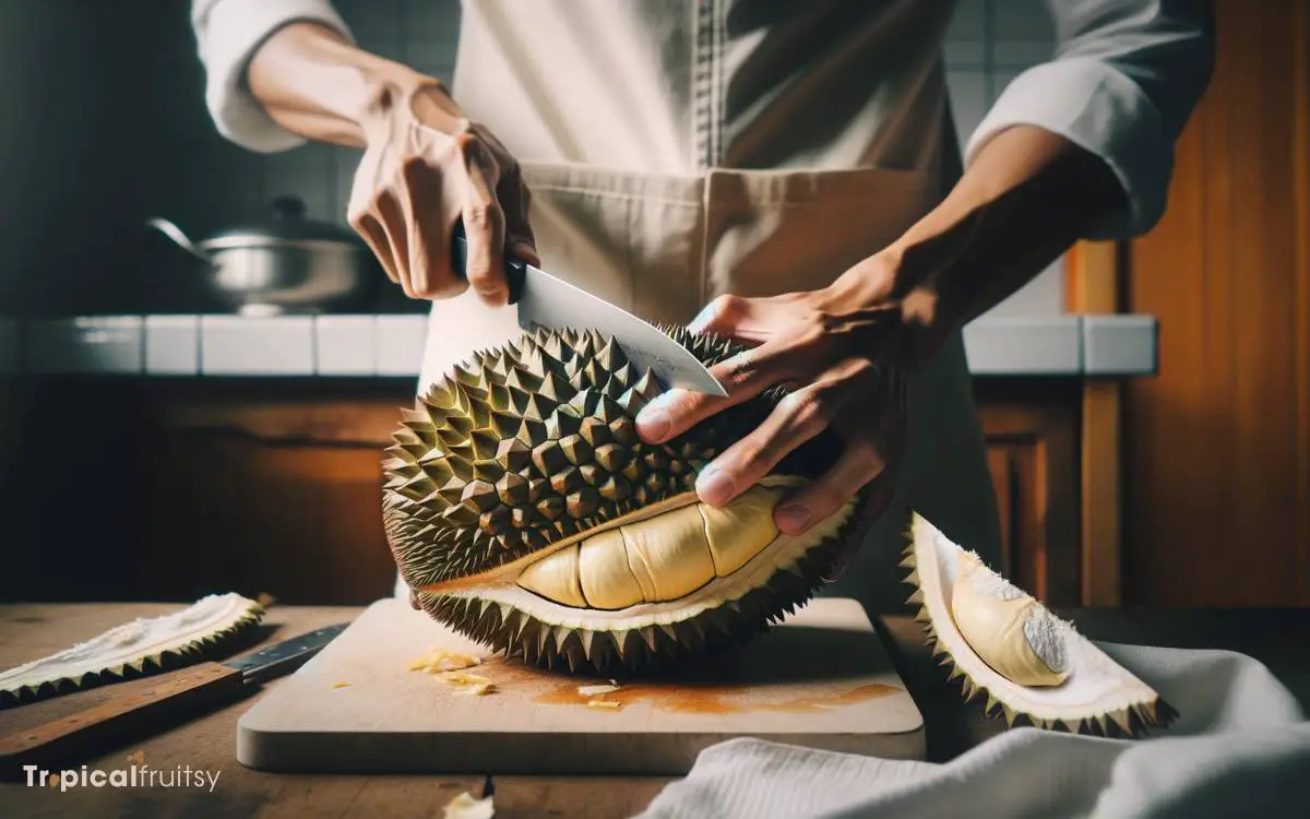 Cutting the Durian Open