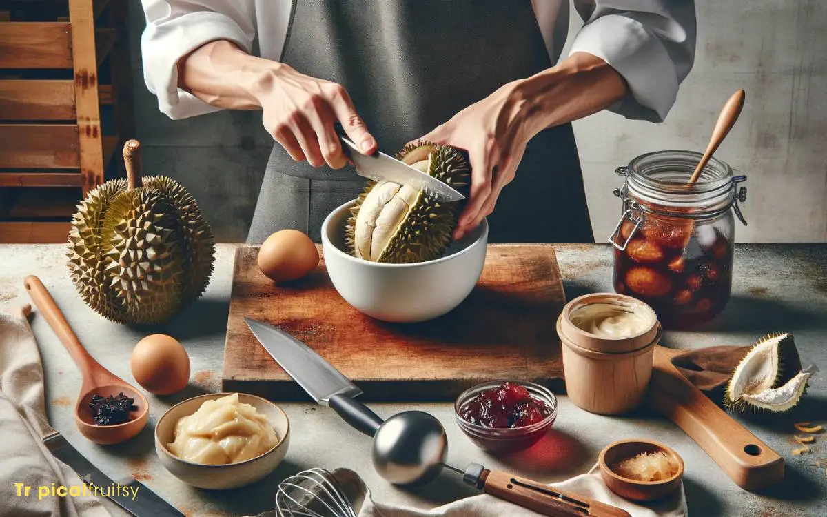 Preparing the Durian