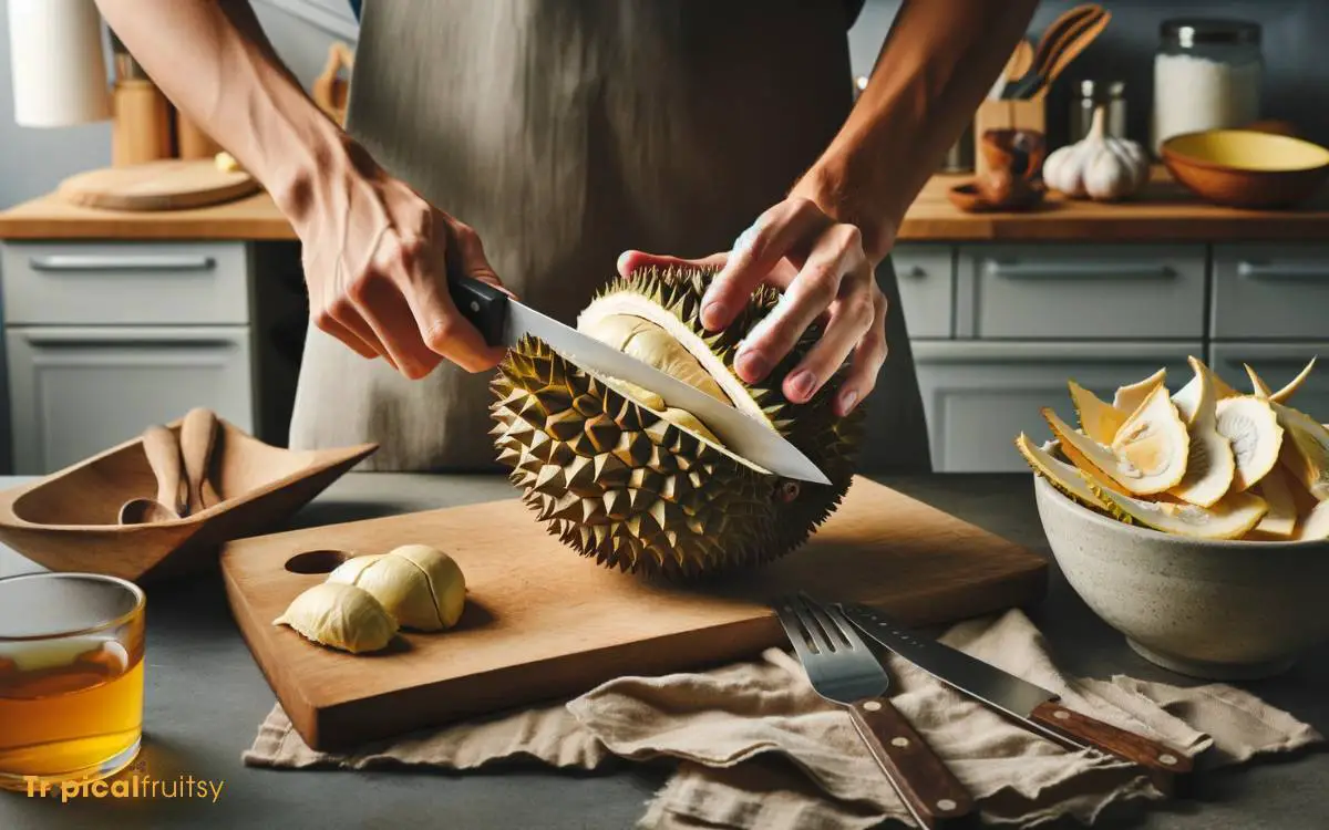 Preparing the Durian