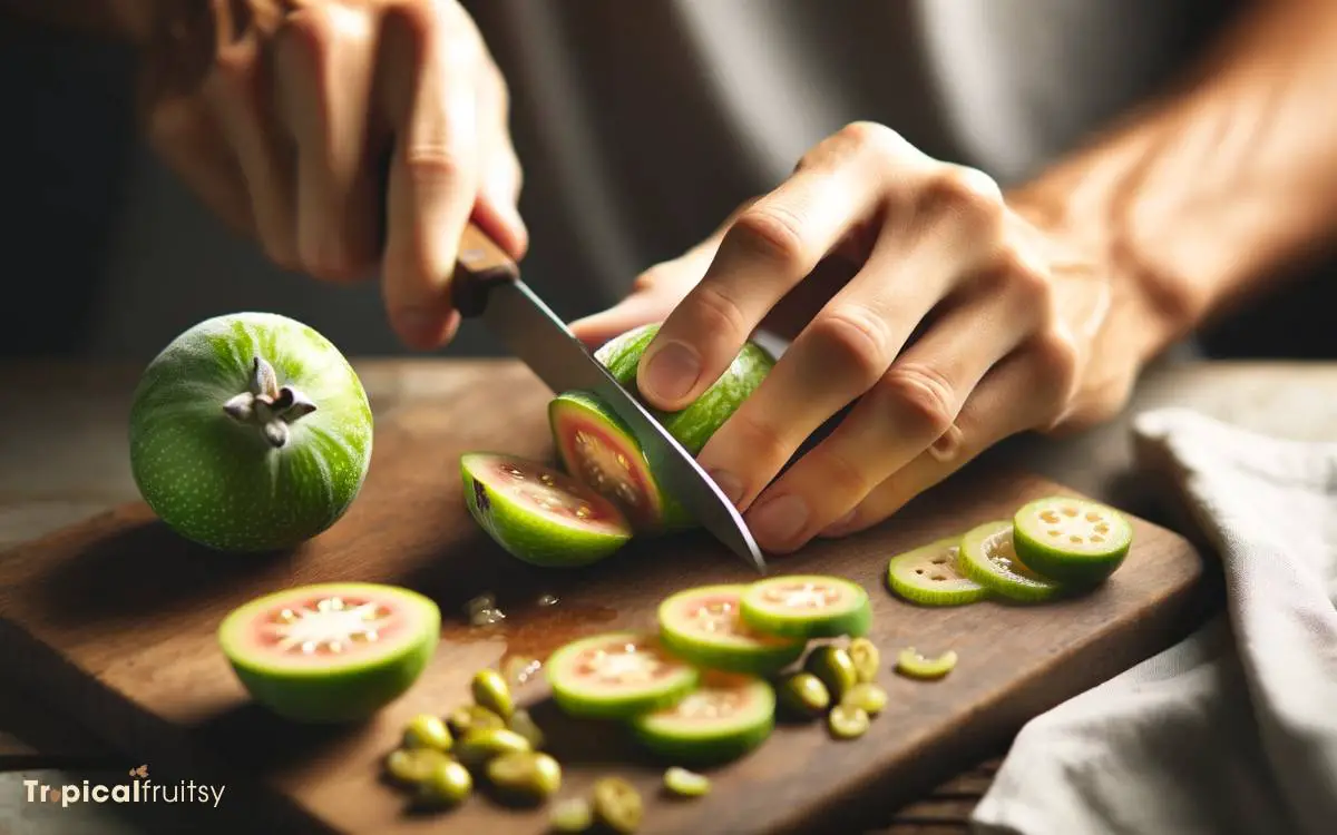 Preparing the Feijoas