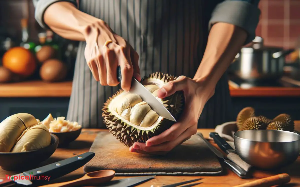 Removing the Durian Flesh